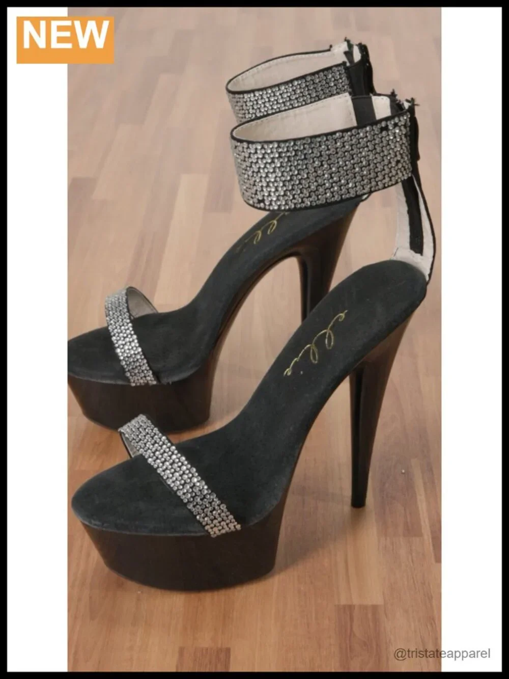 Rhinestone Cuff Platform Sandal Ankle Strap Open Toe Formal